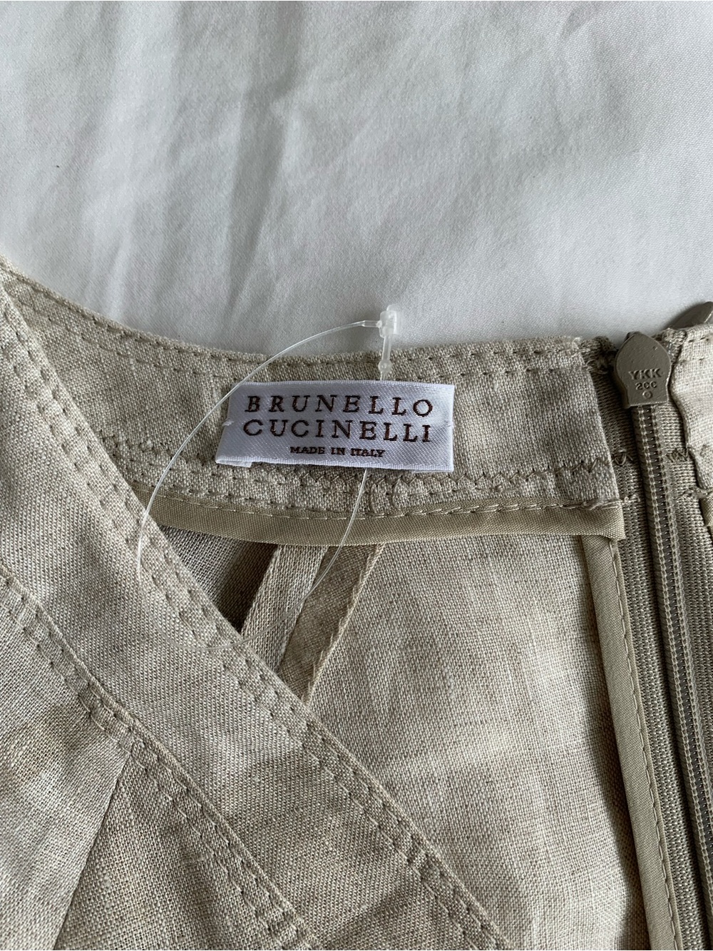 Brunello Cucinelli Beige Flower Print 100% Linen Maxi Dress Caftan NWT Size Smal - Picture 7 of 14